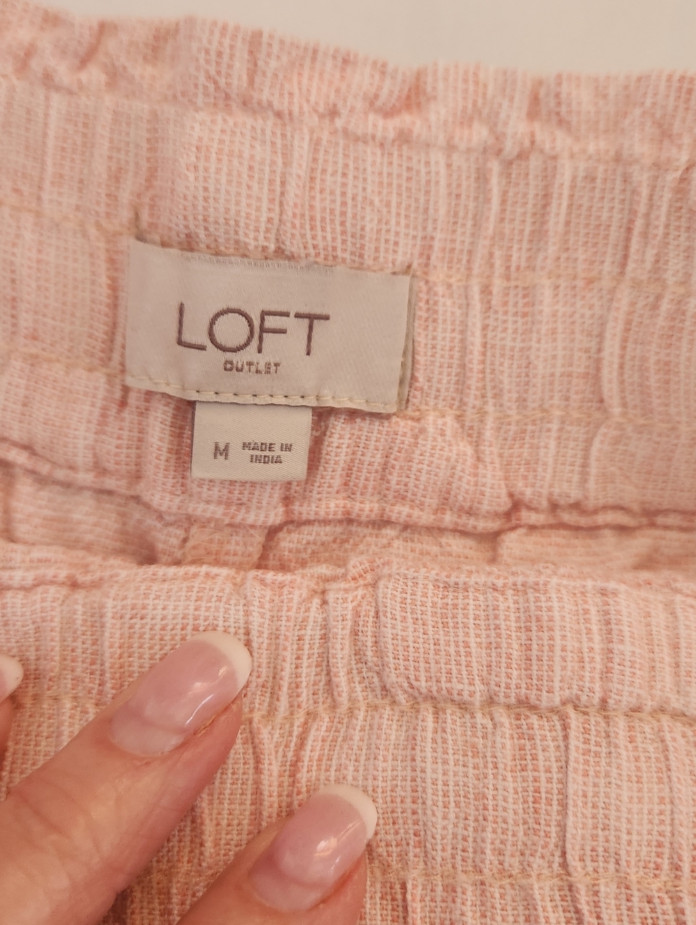 LOFT Pink Peach Soft Linen Blend Shorts Drawstrings Summer Softgirl M - Picture 4 of 11